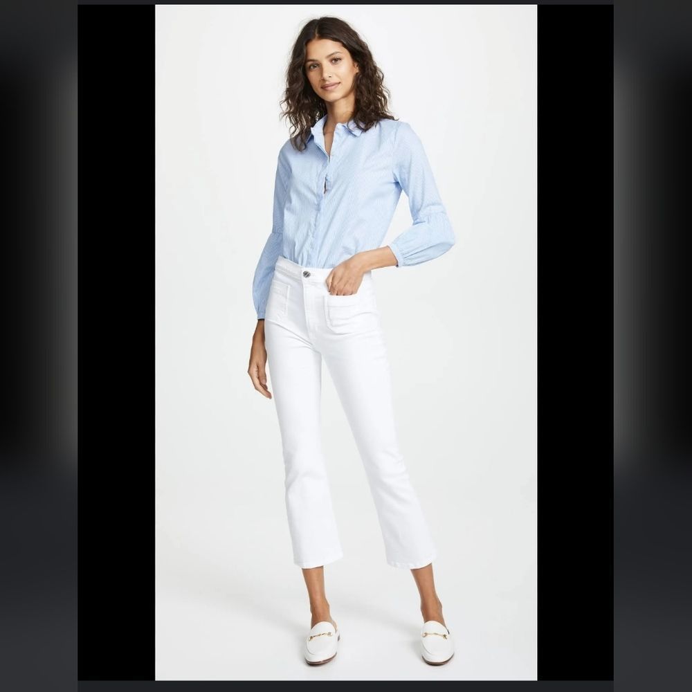 White Current/Elliott ultra high waist kick jeans with patch pockets size 29!